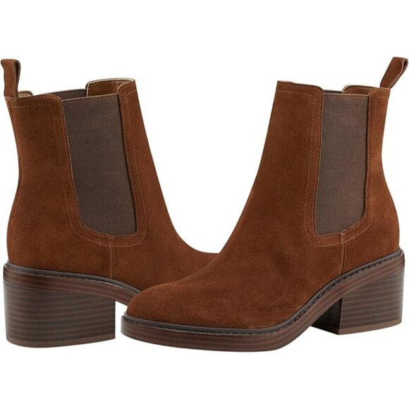 Marc Fisher Womens Faux Leather Stack Heel Ankle Boots - Picture 5 of 6